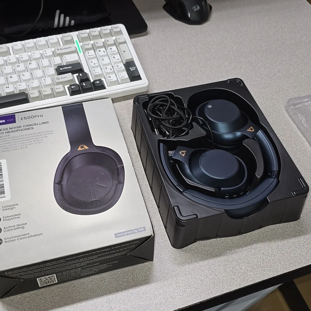 (C2) E600Pro Headphones Hybrid Active Noise Cancelling, Wireless Bluetooth